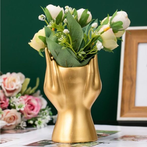 New gold half face floral vase - Picture 4 of 5